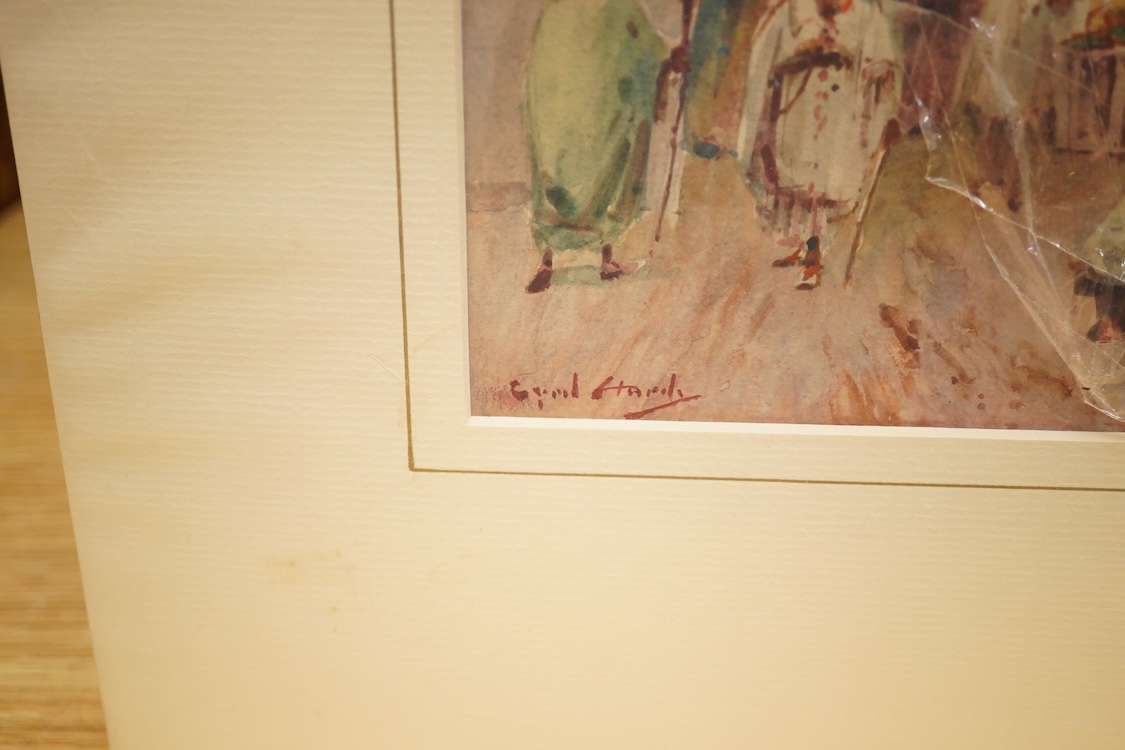 Noel Harry Leaver (aka Cyril Hardy), (1889-1951), North African town with figures, signed lower left, watercolour, mounted, unframed, 34 x 24cm